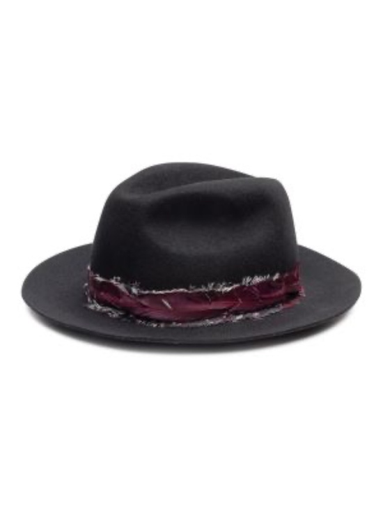 Zadig & Voltaire Alabama Foulard Feather Trim Hat Black Skull main image 9